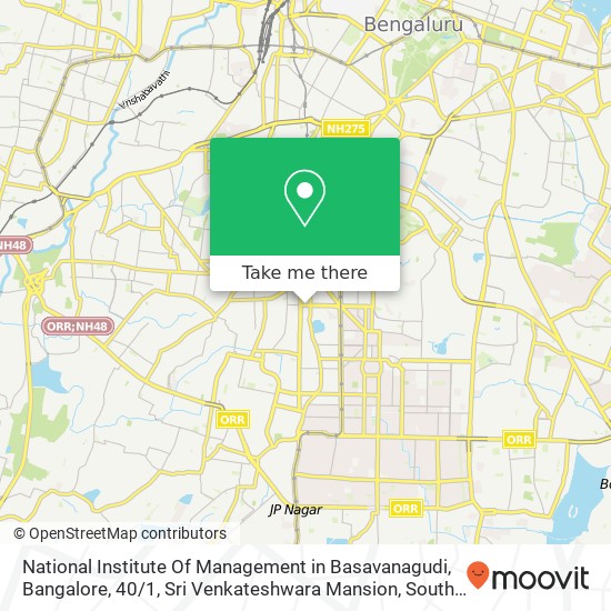 National Institute Of Management in Basavanagudi, Bangalore, 40 / 1, Sri Venkateshwara Mansion, South map