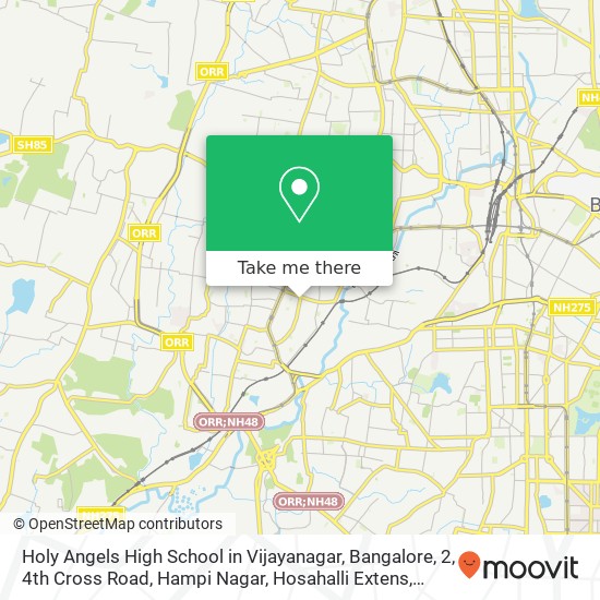 Holy Angels High School in Vijayanagar, Bangalore, 2, 4th Cross Road, Hampi Nagar, Hosahalli Extens map