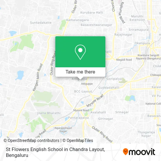 St Flowers English School in Chandra Layout map