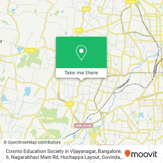 Cosmo Education Society in Vijayanagar, Bangalore, 6, Nagarabhavi Main Rd, Huchappa Layout, Govinda map