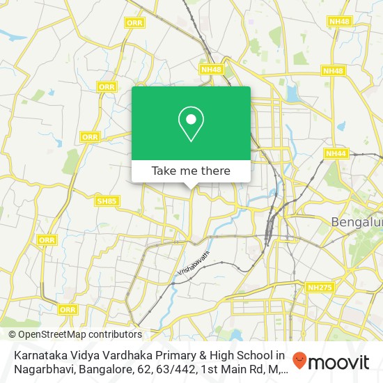 Karnataka Vidya Vardhaka Primary & High School in Nagarbhavi, Bangalore, 62, 63 / 442, 1st Main Rd, M map
