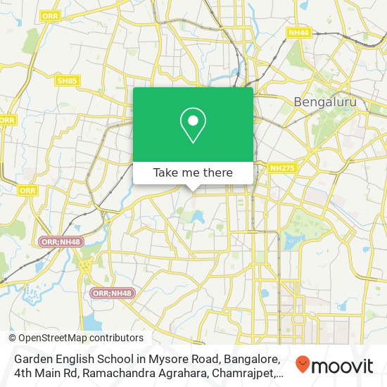 Garden English School in Mysore Road, Bangalore, 4th Main Rd, Ramachandra Agrahara, Chamrajpet, Ben map