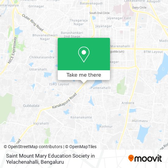 Saint Mount Mary Education Society in Yelachenahalli map