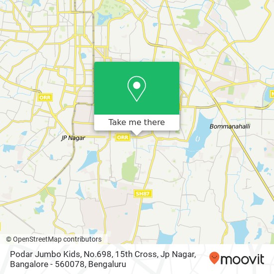 Podar Jumbo Kids, No.698, 15th Cross, Jp Nagar, Bangalore - 560078 map