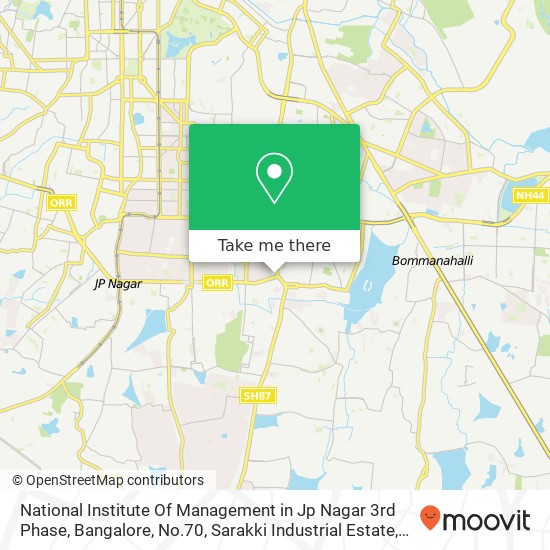 National Institute Of Management in Jp Nagar 3rd Phase, Bangalore, No.70, Sarakki Industrial Estate map