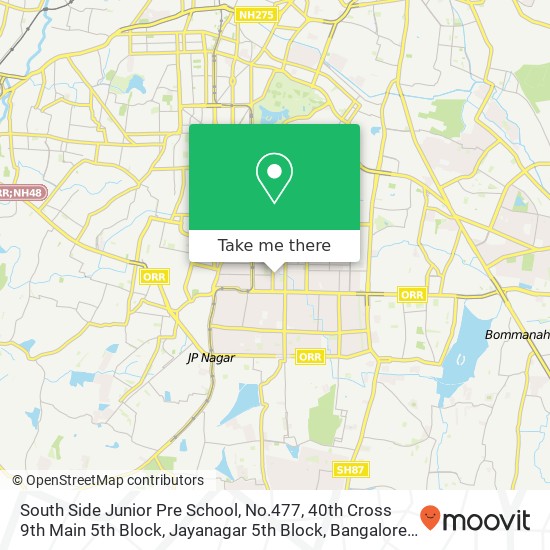 South Side Junior Pre School, No.477, 40th Cross 9th Main 5th Block, Jayanagar 5th Block, Bangalore map