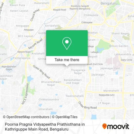 Poorna Pragna Vidyapeetha Prathisthana in Kathriguppe Main Road map