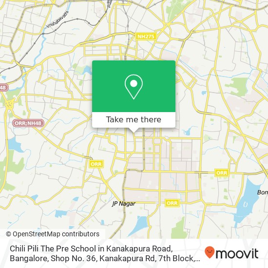 Chili Pili The Pre School in Kanakapura Road, Bangalore, Shop No. 36, Kanakapura Rd, 7th Block, Jay map