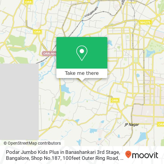 Podar Jumbo Kids Plus in Banashankari 3rd Stage, Bangalore, Shop No.187, 100feet Outer Ring Road, H map