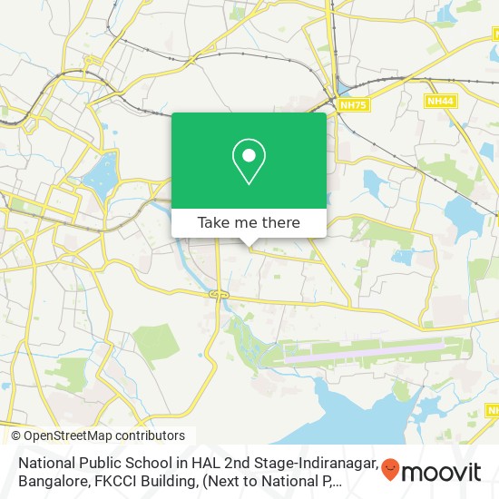 National Public School in HAL 2nd Stage-Indiranagar, Bangalore, FKCCI Building, map