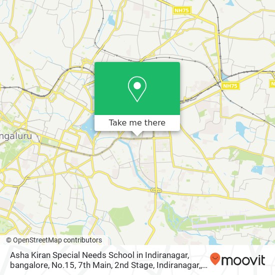 Asha Kiran Special Needs School in Indiranagar, bangalore, No.15, 7th Main, 2nd Stage, Indiranagar, map