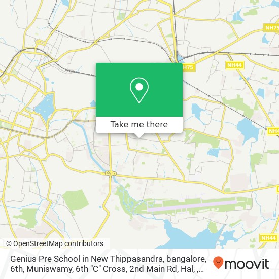 Genius Pre School in New Thippasandra, bangalore, 6th, Muniswamy, 6th "C" Cross, 2nd Main Rd, Hal, map