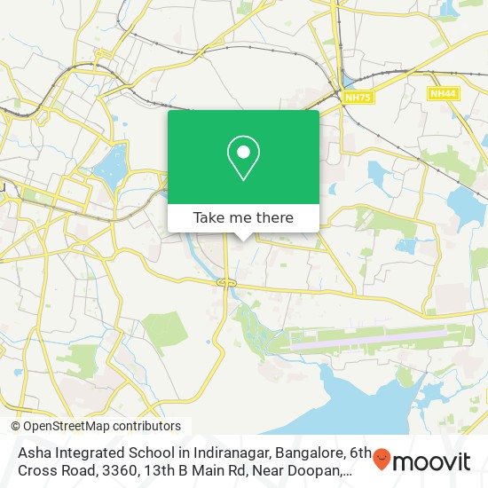 Asha Integrated School in Indiranagar, Bangalore, 6th Cross Road, 3360, 13th B Main Rd, Near Doopan map
