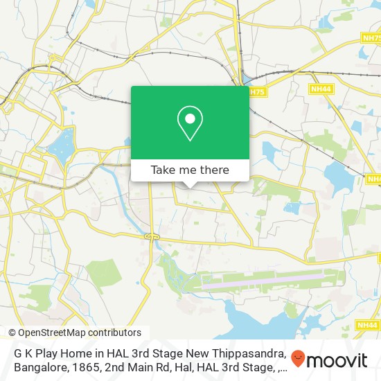 G K Play Home in HAL 3rd Stage New Thippasandra, Bangalore, 1865, 2nd Main Rd, Hal, HAL 3rd Stage, map