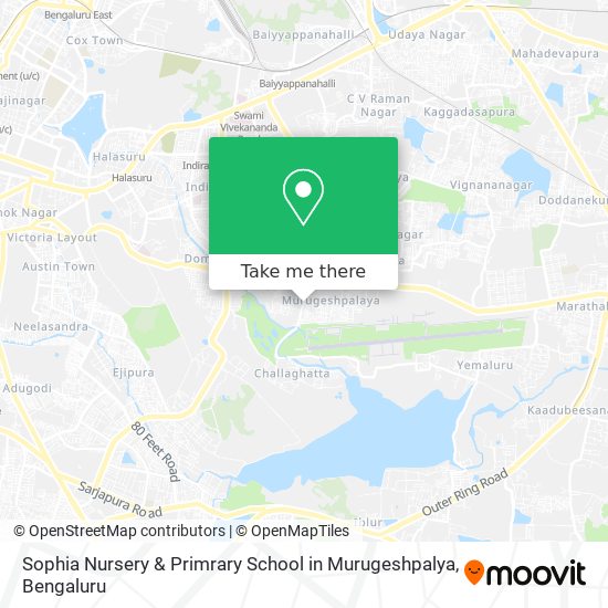 Sophia Nursery & Primrary School in Murugeshpalya map