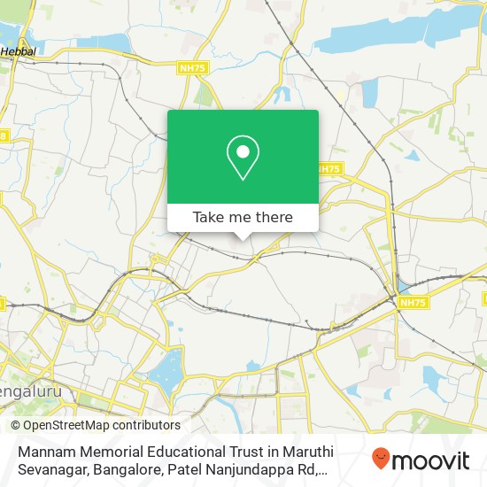 Mannam Memorial Educational Trust in Maruthi Sevanagar, Bangalore, Patel Nanjundappa Rd, Ramaswamip map