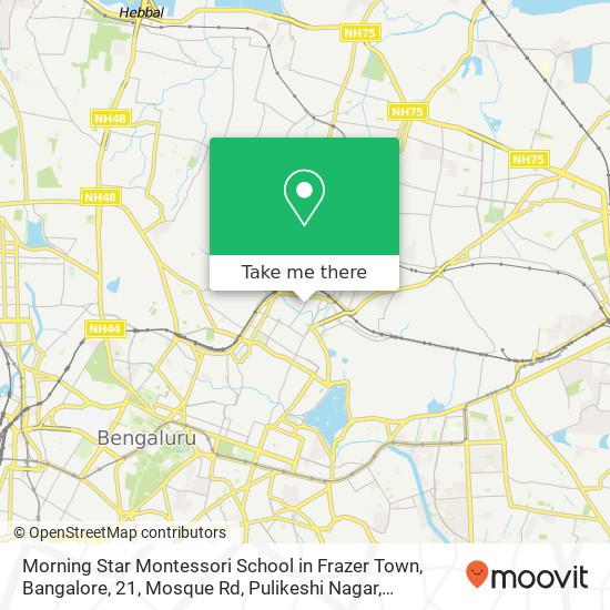 Morning Star Montessori School in Frazer Town, Bangalore, 21, Mosque Rd, Pulikeshi Nagar, Bengaluru map