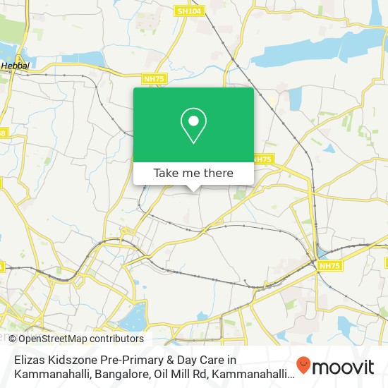 Elizas Kidszone Pre-Primary & Day Care in Kammanahalli, Bangalore, Oil Mill Rd, Kammanahalli, Benga map