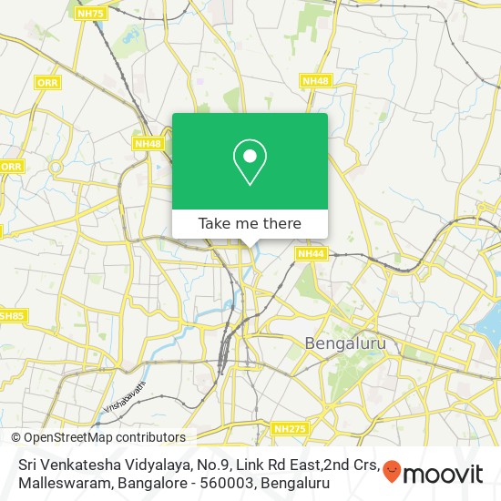 Sri Venkatesha Vidyalaya, No.9, Link Rd East,2nd Crs, Malleswaram, Bangalore - 560003 map