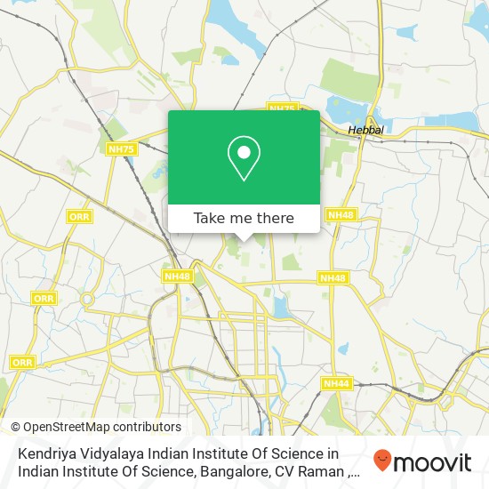 Kendriya Vidyalaya Indian Institute Of Science in Indian Institute Of Science, Bangalore, CV Raman map