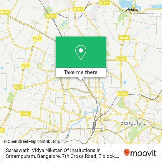 Saraswathi Vidya Niketan Of Institutions in Srirampuram, Bangalore, 7th Cross Road, E block, Rajaji map