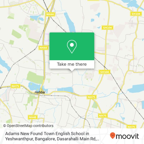 Adams New Found Town English School in Yeshwanthpur, Bangalore, Dasarahalli Main Rd, Bengaluru, Kar map