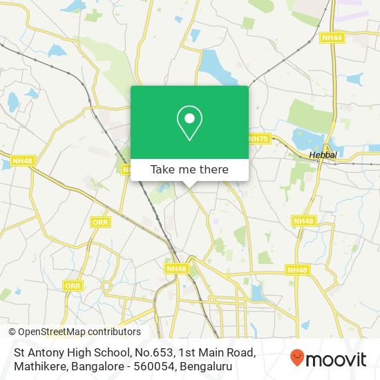 St Antony High School, No.653, 1st Main Road, Mathikere, Bangalore - 560054 map