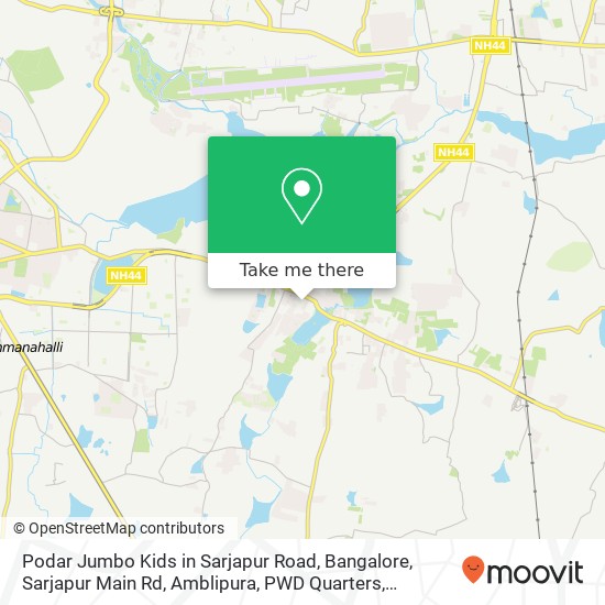 Podar Jumbo Kids in Sarjapur Road, Bangalore, Sarjapur Main Rd, Amblipura, PWD Quarters, Ambalipura map