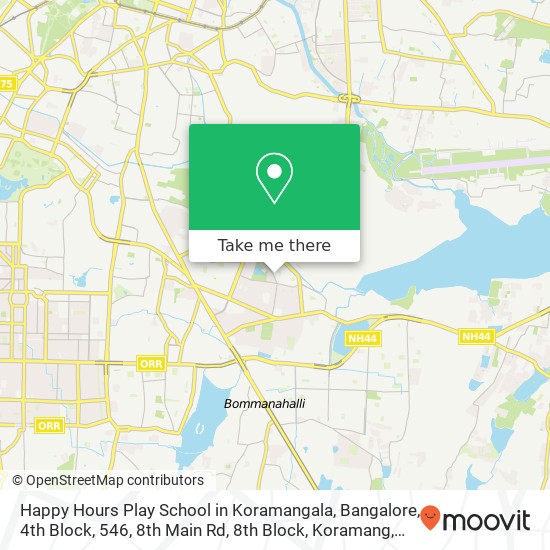 Happy Hours Play School in Koramangala, Bangalore, 4th Block, 546, 8th Main Rd, 8th Block, Koramang map
