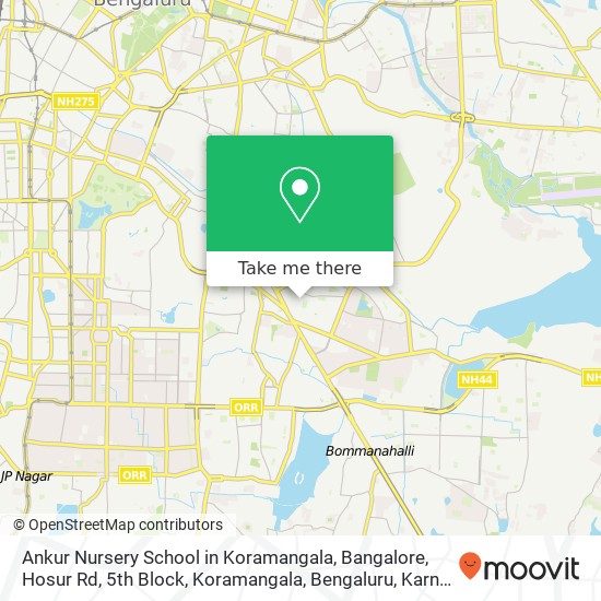 Ankur Nursery School in Koramangala, Bangalore, Hosur Rd, 5th Block, Koramangala, Bengaluru, Karnat map