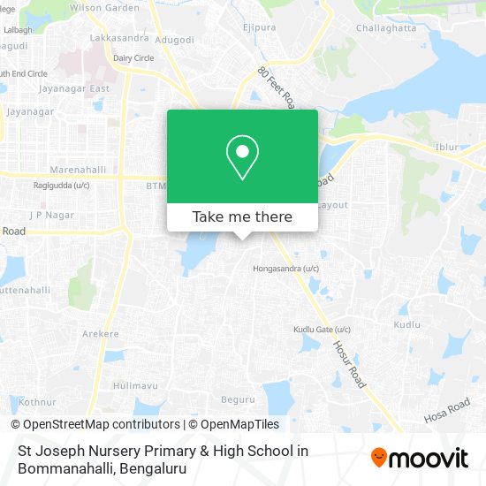 St Joseph Nursery Primary & High School in Bommanahalli map