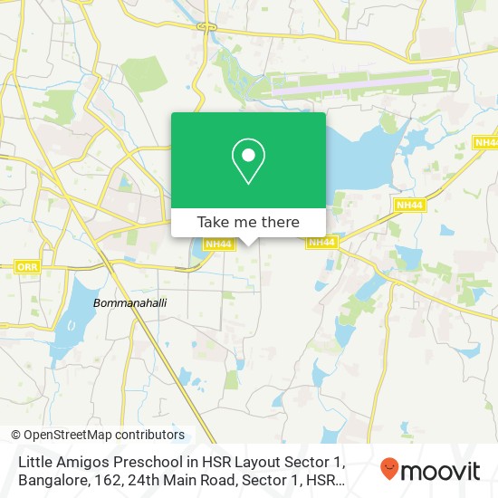 Little Amigos Preschool in HSR Layout Sector 1, Bangalore, 162, 24th Main Road, Sector 1, HSR Layou map