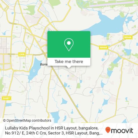 Lullaby Kids Playschool in HSR Layout, bangalore, No.912/ E, 24th C Crs, Sector 3, HSR Layout, Bang map