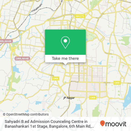 Sahyadri B.ed Admission Counceling Centre in Banashankari 1st Stage, Bangalore, 6th Main Rd, Bengal map