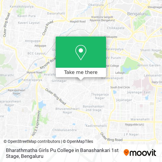 Bharathmatha Girls Pu College in Banashankari 1st Stage map
