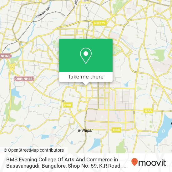 BMS Evening College Of Arts And Commerce in Basavanagudi, Bangalore, Shop No. 59, K.R Road,, Bengal map