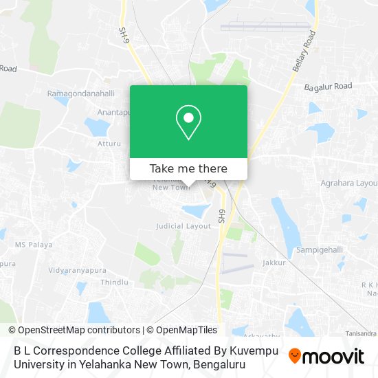 B L Correspondence College Affiliated By Kuvempu University in Yelahanka New Town map