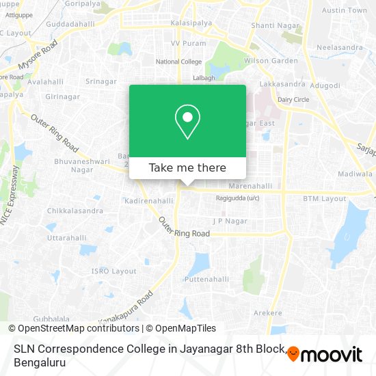 SLN Correspondence College in Jayanagar 8th Block map