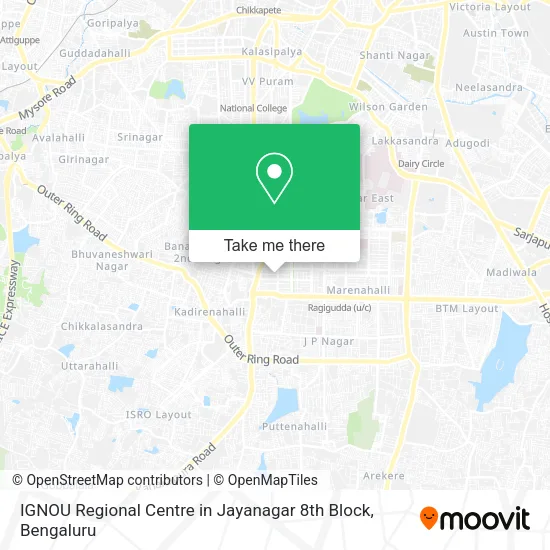 IGNOU Regional Centre in Jayanagar 8th Block map