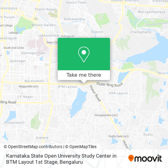 Karnataka State Open University Study Center in BTM Layout 1st Stage map