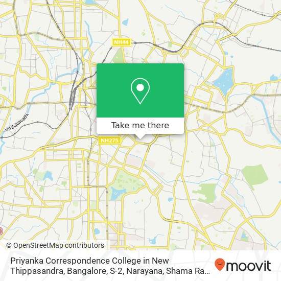 Priyanka Correspondence College in New Thippasandra, Bangalore, S-2, Narayana, Shama Rao Compound, map