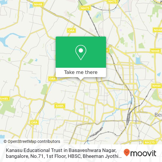 Kanasu Educational Trust in Basaveshwara Nagar, bangalore, No.71, 1st Floor, HBSC, Bheeman Jyothi N map