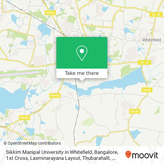 Sikkim Manipal University in Whitefield, Bangalore, 1st Cross, Laxminarayana Layout, Thubarahalli, map