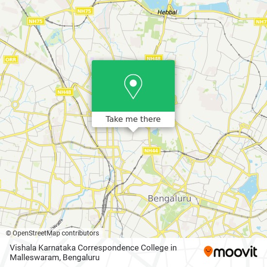 Vishala Karnataka Correspondence College in Malleswaram map