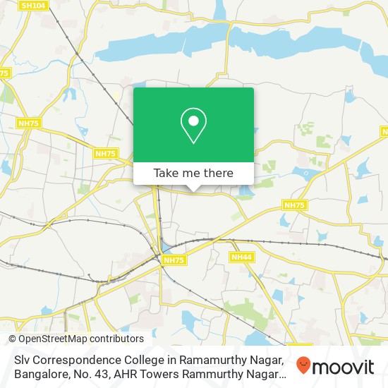 Slv Correspondence College in Ramamurthy Nagar, Bangalore, No. 43, AHR Towers Rammurthy Nagar Main map