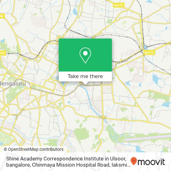 Shine Academy Correspondence Institute in Ulsoor, bangalore, Chinmaya Mission Hospital Road, laksmi map