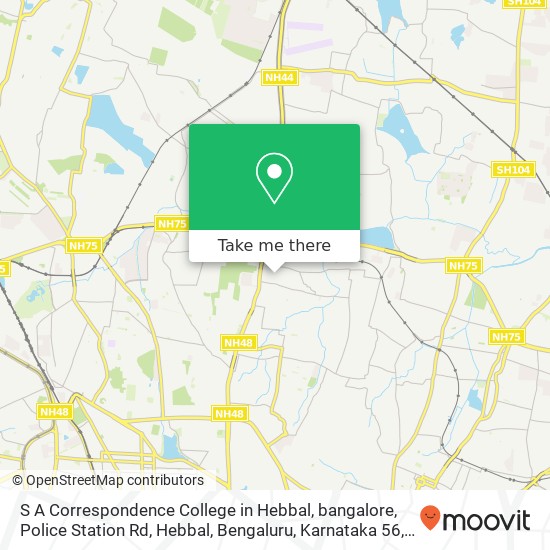 S A Correspondence College in Hebbal, bangalore, Police Station Rd, Hebbal, Bengaluru, Karnataka 56 map