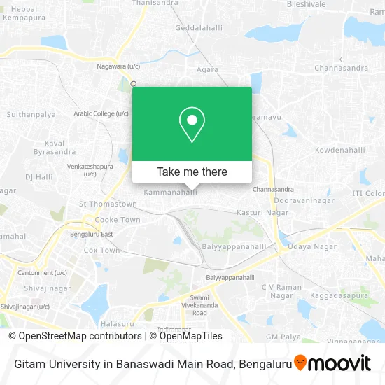 Gitam University in Banaswadi Main Road map