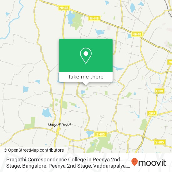 Pragathi Correspondence College in Peenya 2nd Stage, Bangalore, Peenya 2nd Stage, Vaddarapalya, Rag map