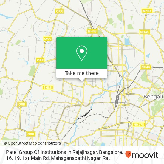 Patel Group Of Institutions in Rajajinagar, Bangalore, 16, 19, 1st Main Rd, Mahaganapathi Nagar, Ra map